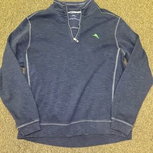 Tommy Bahama 1/4 zip Heavy Weight Sweater Men’s XL Blue Pima Cotton